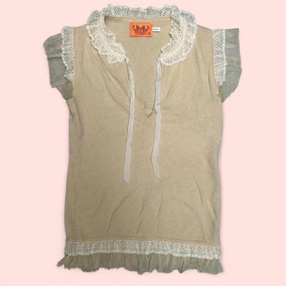 Vintage y2k juicy couture Cream wool Tank Top - Picture 1 of 5